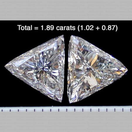 Triad Shaped Polished Diamond Pair for Sale